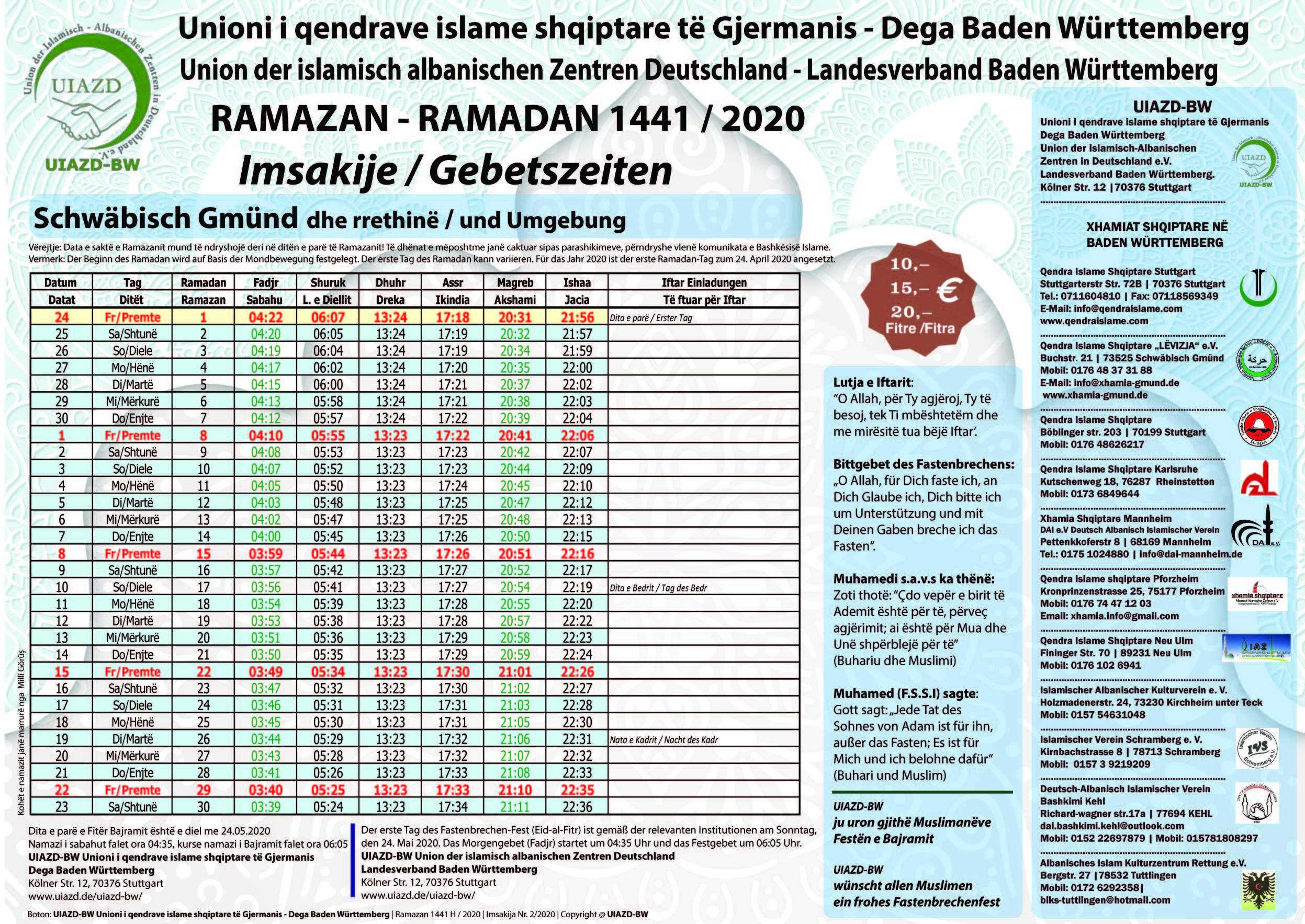 2. UIAZD-BW Imsakija Schwäbisch Gmünd 2020_